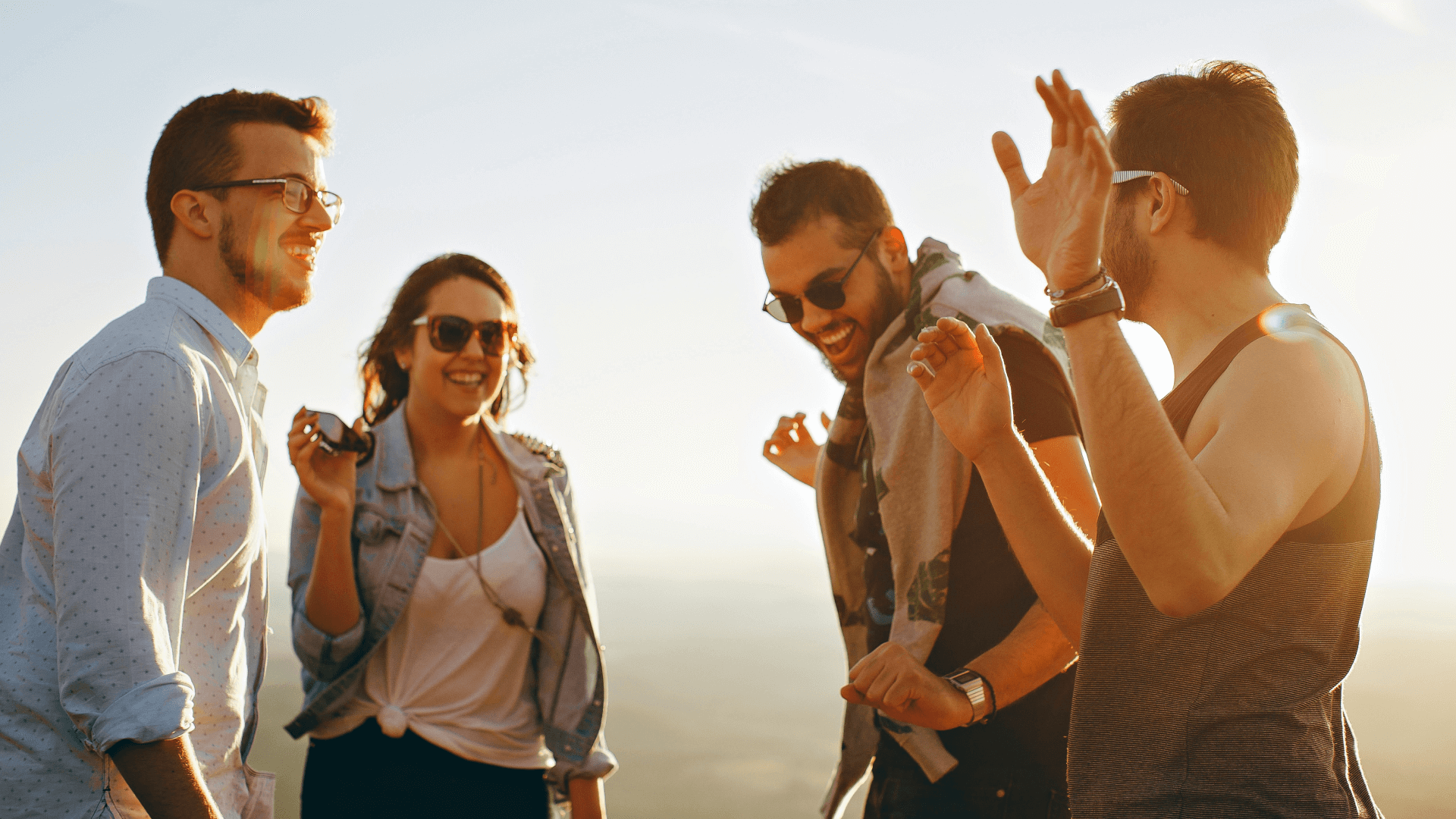 A group of friends laughing together.