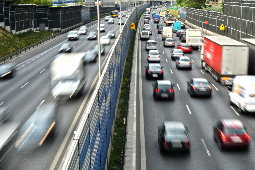 Busy fast traffic on a highway